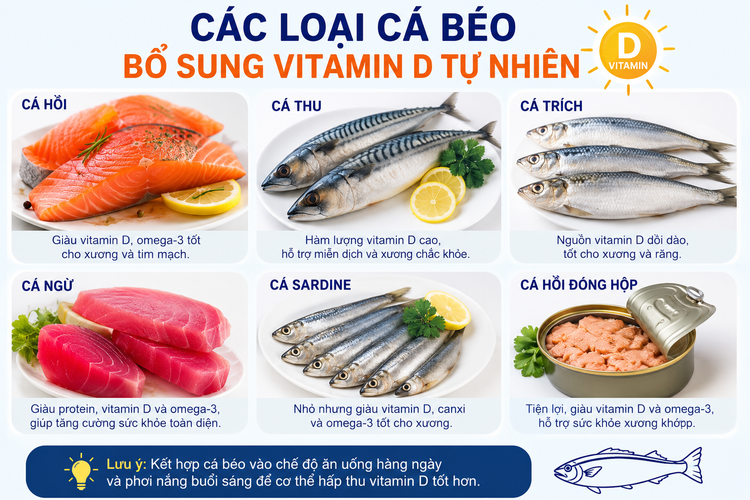 Cá béo bổ sung vitamin D