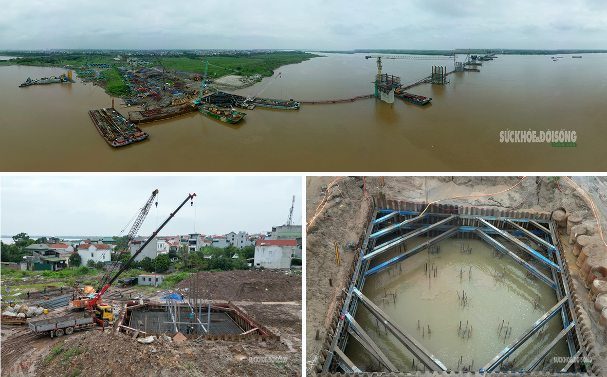 Cảnh cầu Hồng Hà từ trên cao. Ảnh: T. Anh