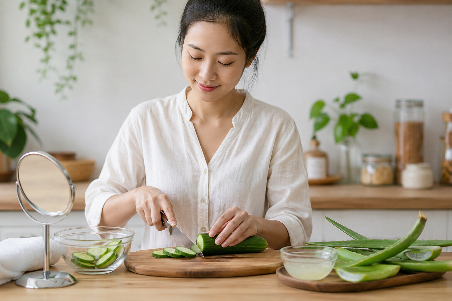 Mặt nạ dưa chuột giúp làm mát và cung cấp độ ẩm