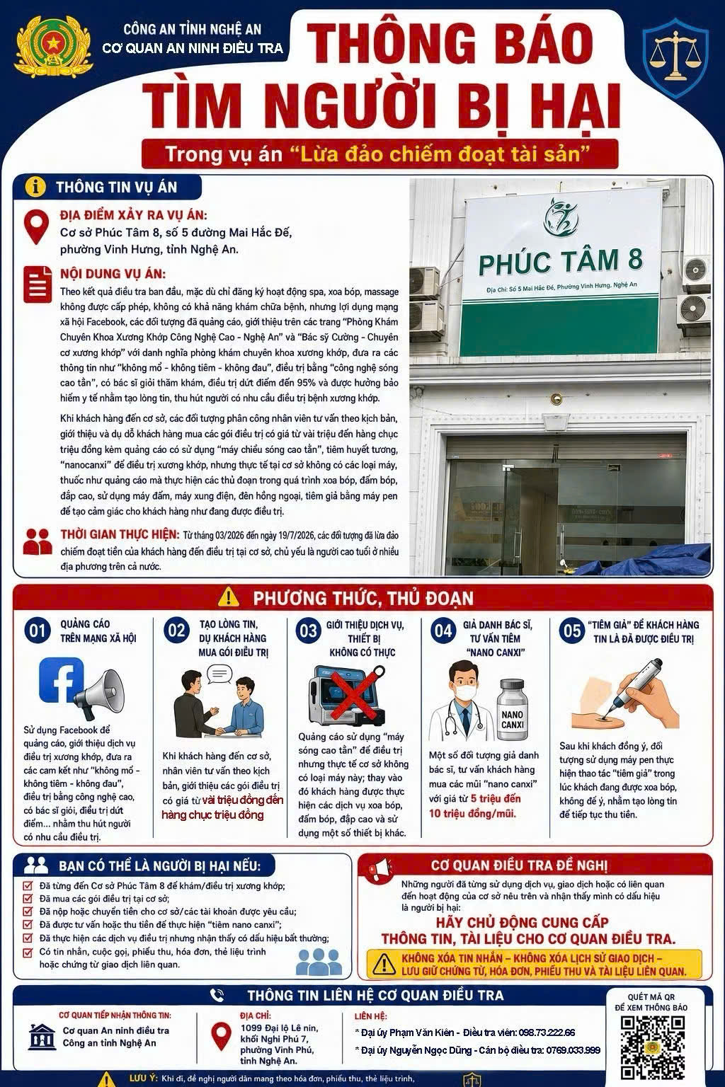 Công an tìm người từng mua gói 'điều trị xương khớp' tại cơ sở Phúc Tâm 8 - Ảnh 1.