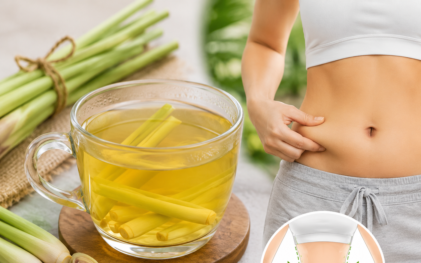 Trà sả hỗ trợ giảm mỡ bụng Trà sả giúp giảm mỡ bụng