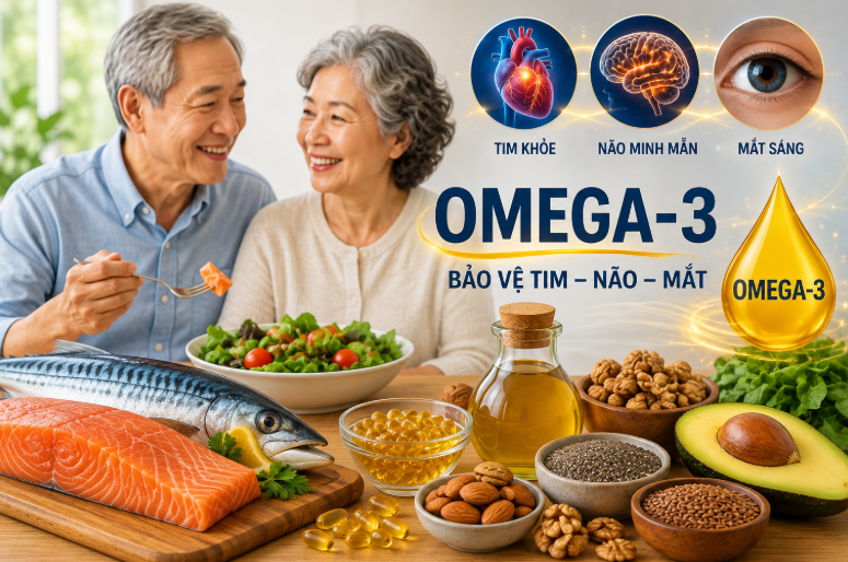 Omega-3 là dưỡng chất cần thiết giúp duy trì sức khỏe tim mạch, não bộ và thị lực.